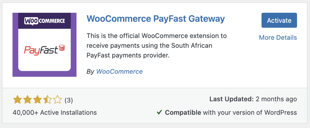 WooCommerce PayFast gateway