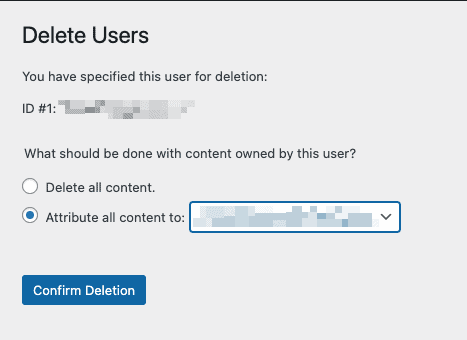 Confirm deletion of the old WordPress account