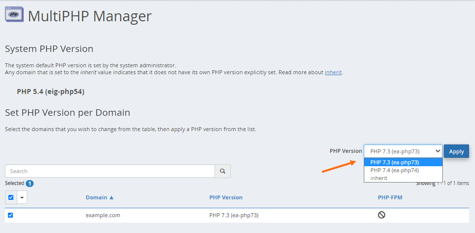 HostGator MultiPHP Manager