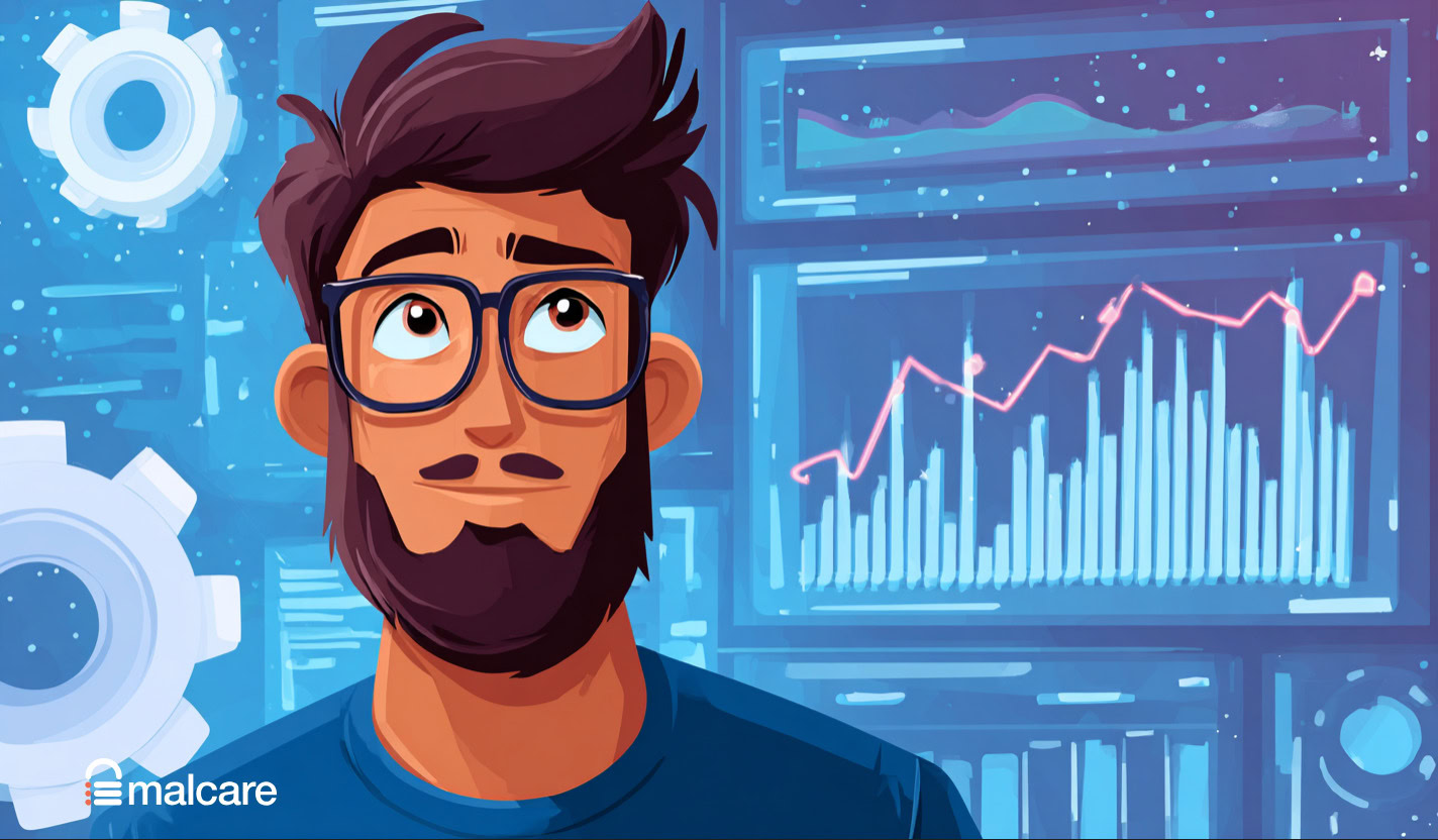 Store owner reviewing charts on a Google Analytics dashboard