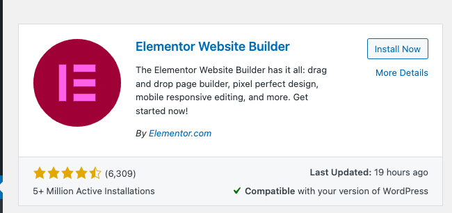 Elementor website builder plugin
