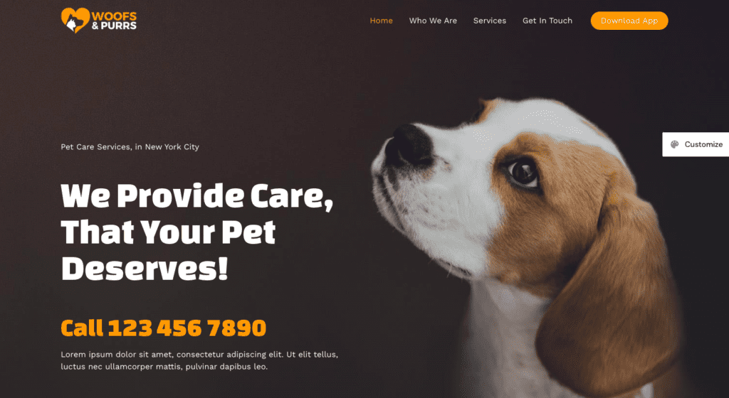 Pet Services Elementor template