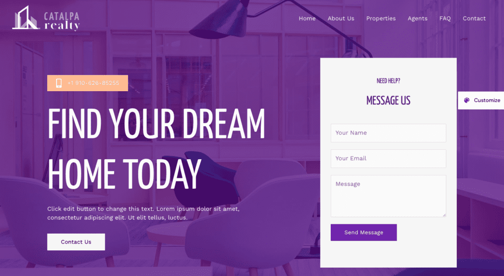 free Elementor template for real estate niche