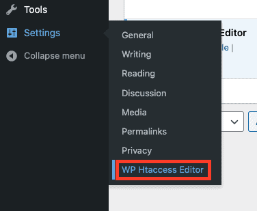 WordPress Htaccess Editor plugin screen for editing the file safely