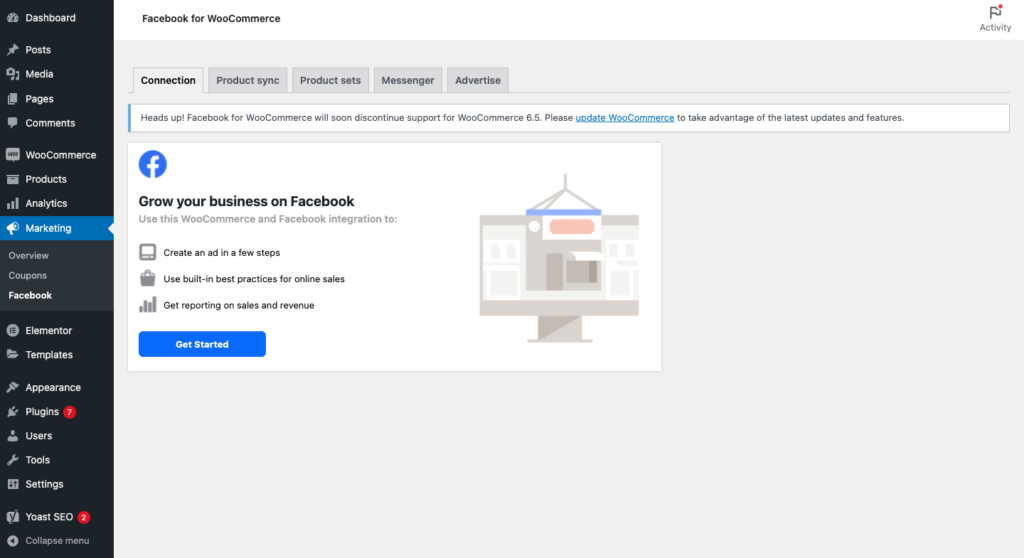 connecting WooCommerce to Facebook shop