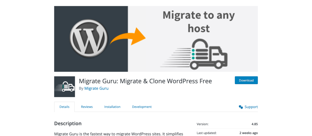 MigrateGuru - Free WordPress migration plugin