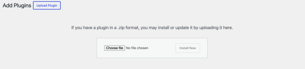 Upload plugins section
