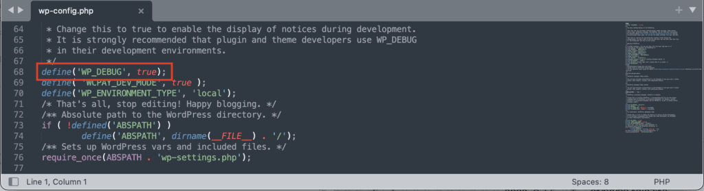 WordPress enable debug