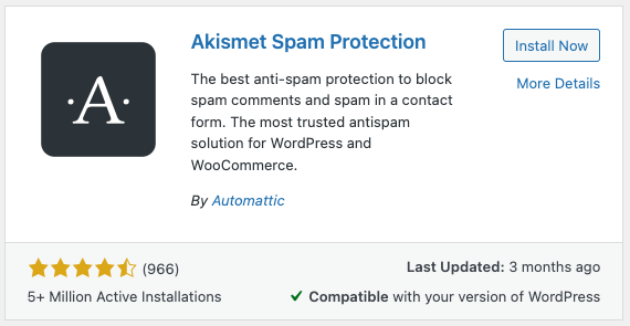 Akismet spam protection
