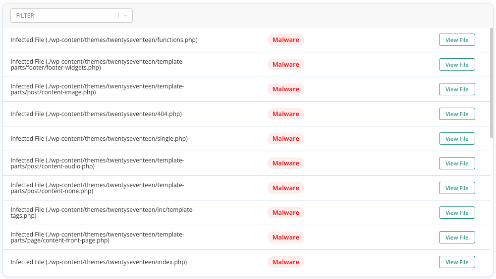 MalCare detecting malware on the site