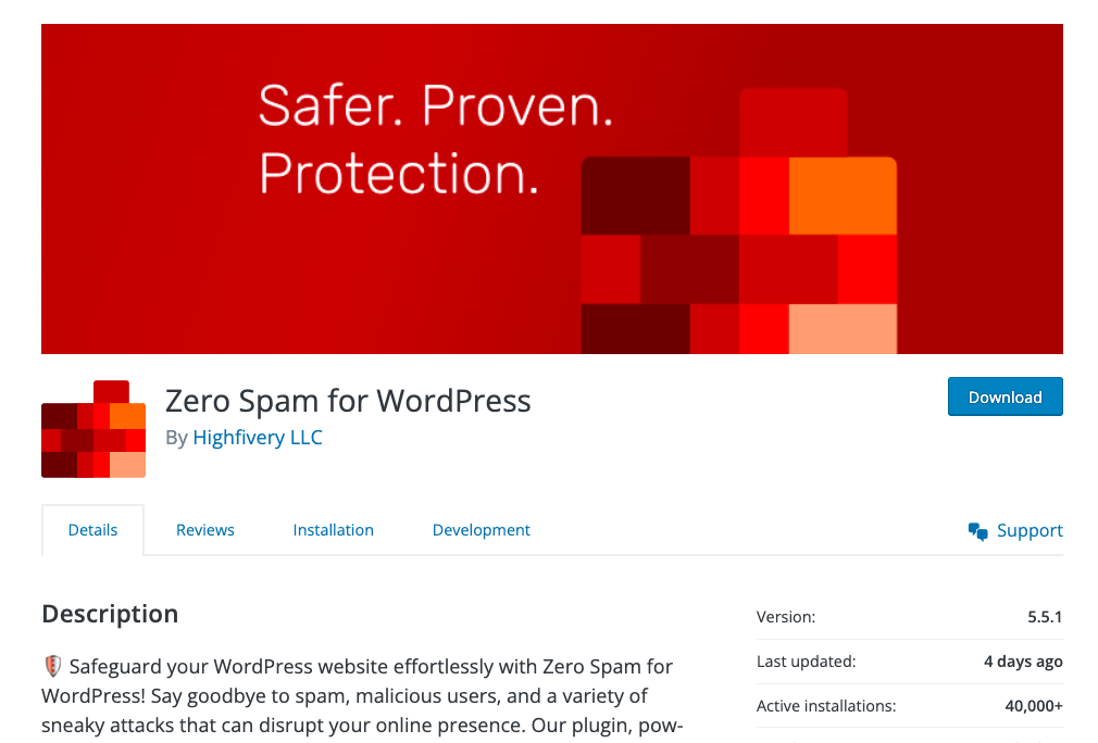 Zero spam for WordPress