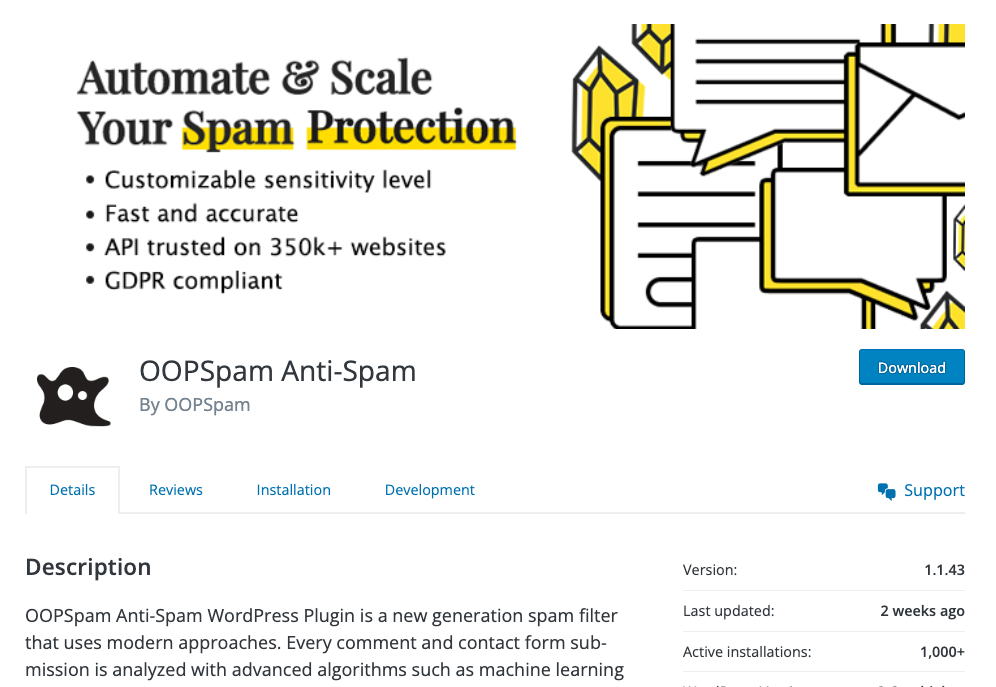 OOPSpam WordPress anti spam plugin