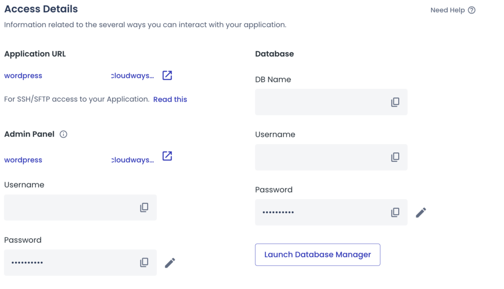 cloudways access details