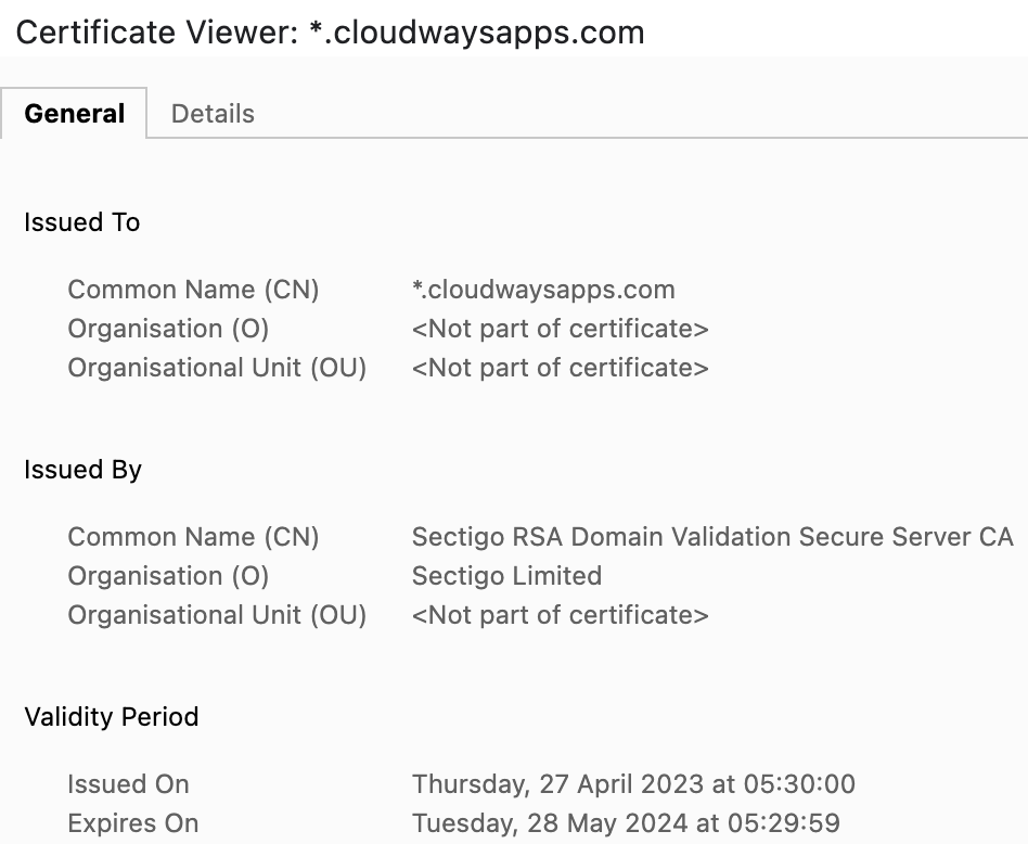 Chrome SSL security certificate