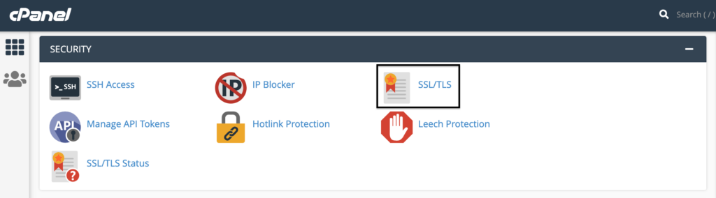 cPanel Security section