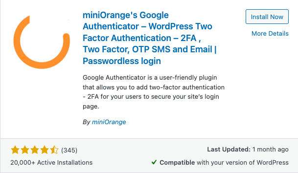miniOrgange's Google Authenticator