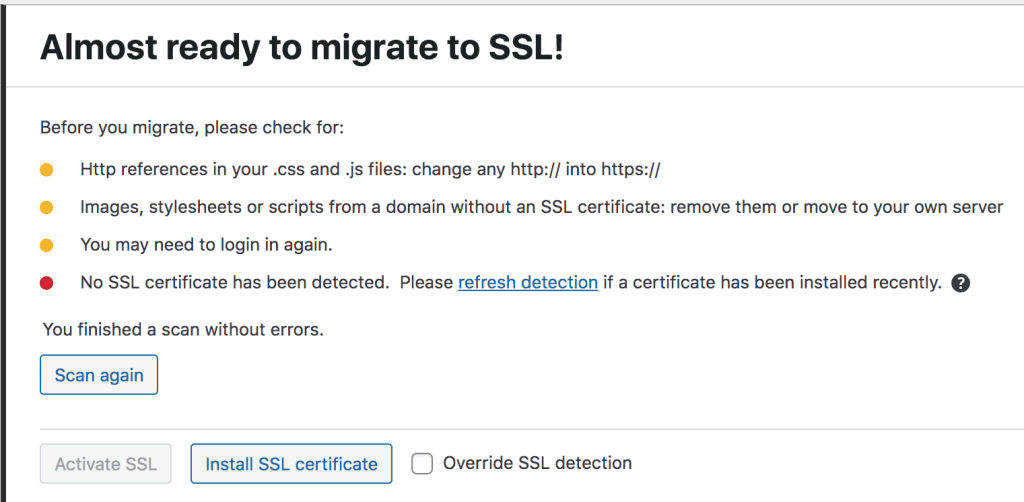 RSS Install SSL Dashboard