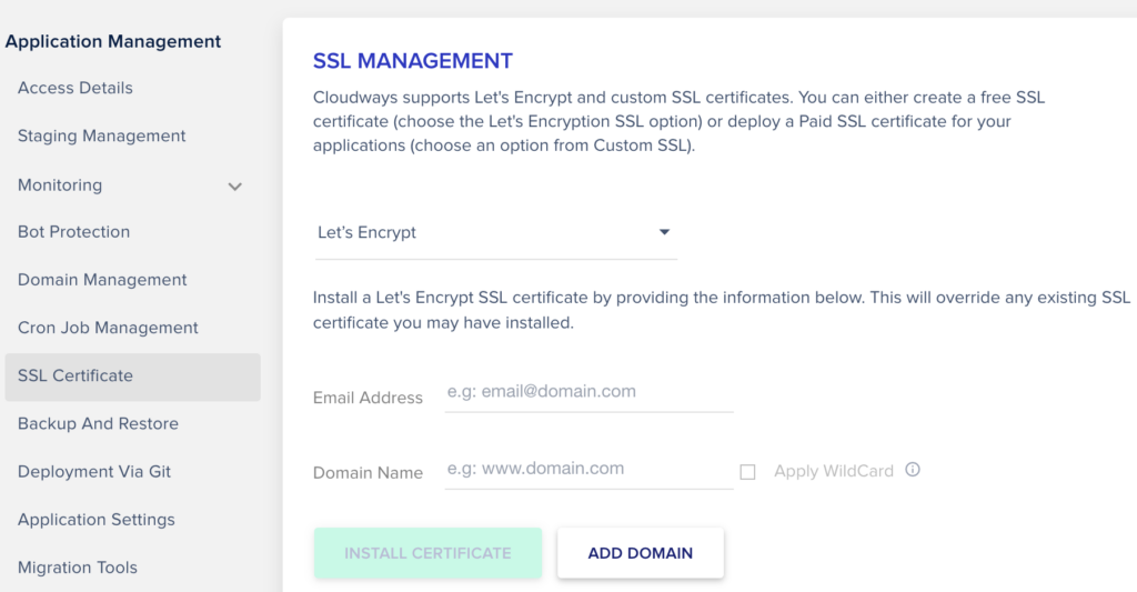 Cloudways SSL Installation