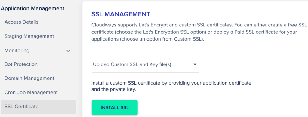 Cloudways Custom SSL Installation