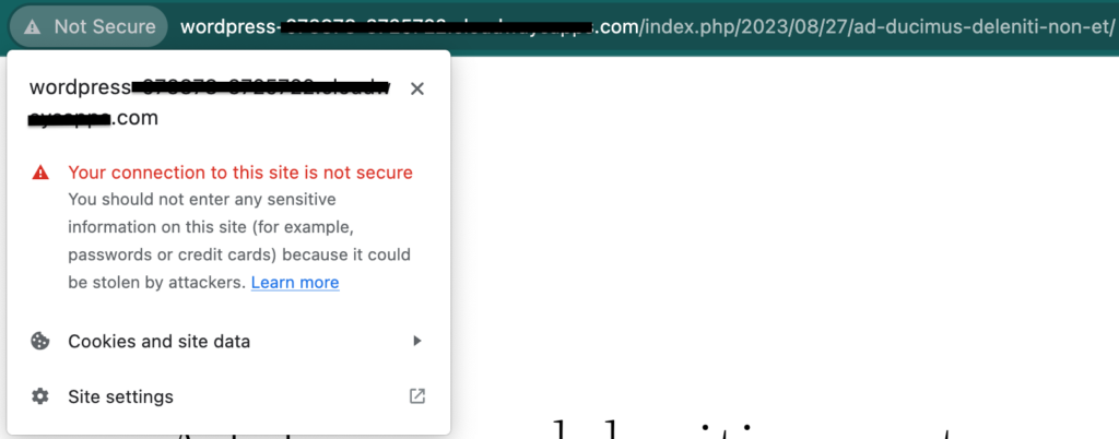 Google Chrome Mixed Content Not Secure