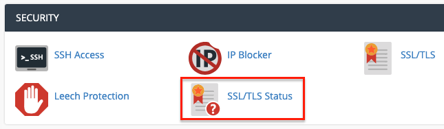 cPanel Security SSL/TLS Status