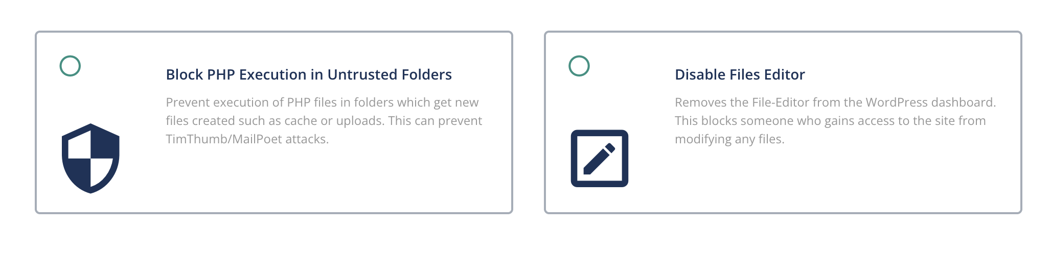 disable file editing MalCare
