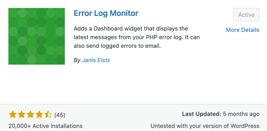 Error Log Monitor by Janis Elsts