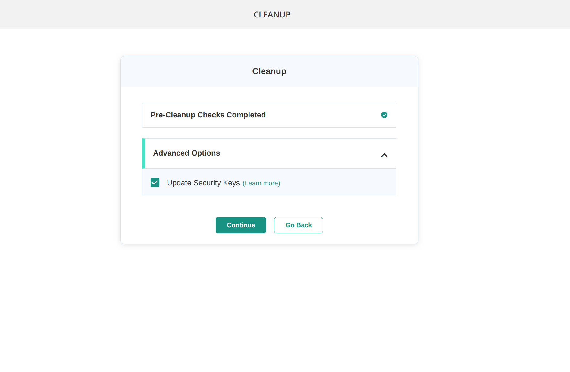 MalCare HackCleanup Security keys Reset