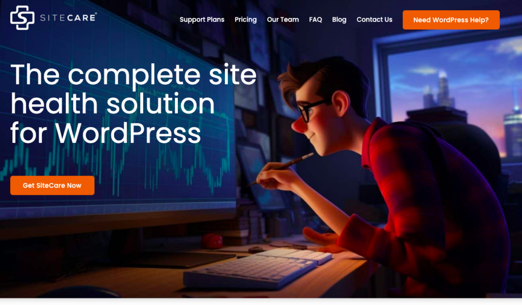 SiteCare WordPress maintenance service dashboard