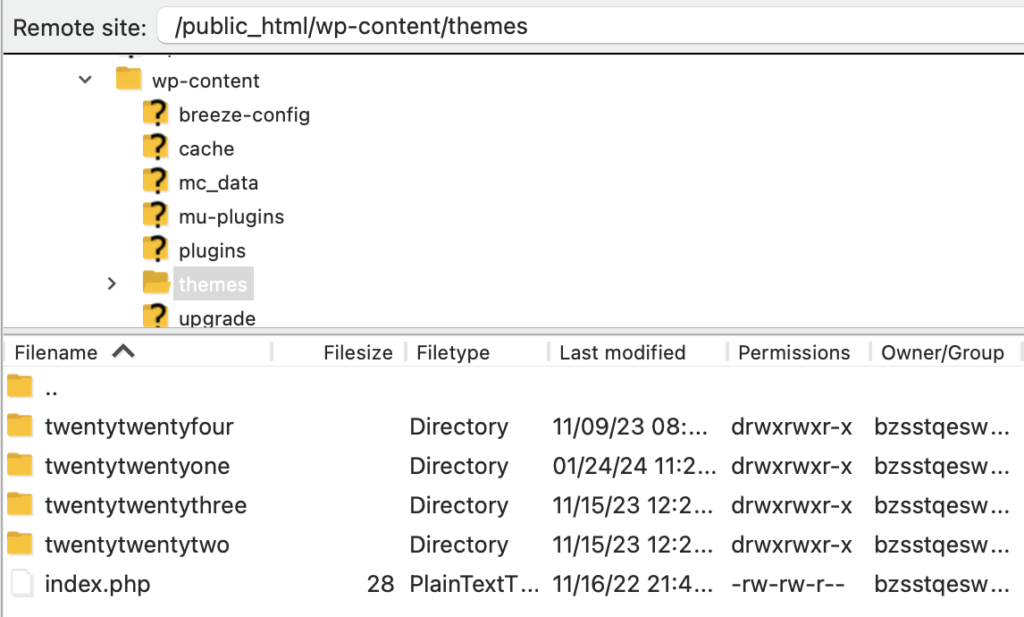 filezilla theme directory