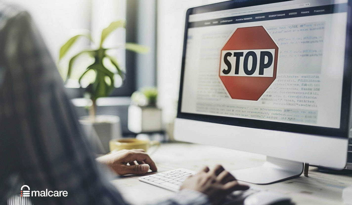 Stop warning displayed over plugin code, representing a malicious slug change