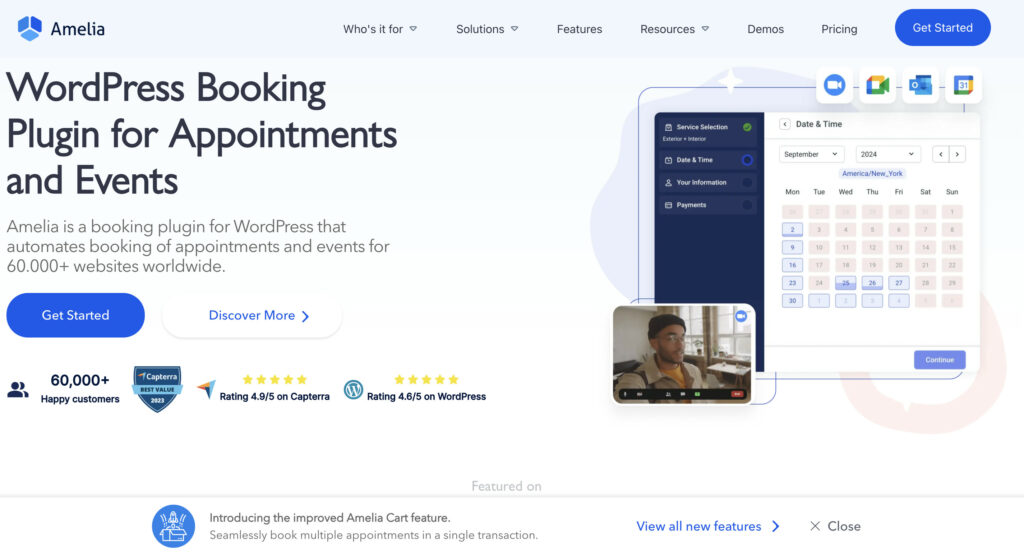WP Amelia appointment booking dashboard