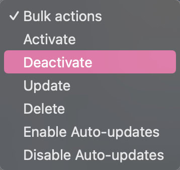 Deactivate plugins