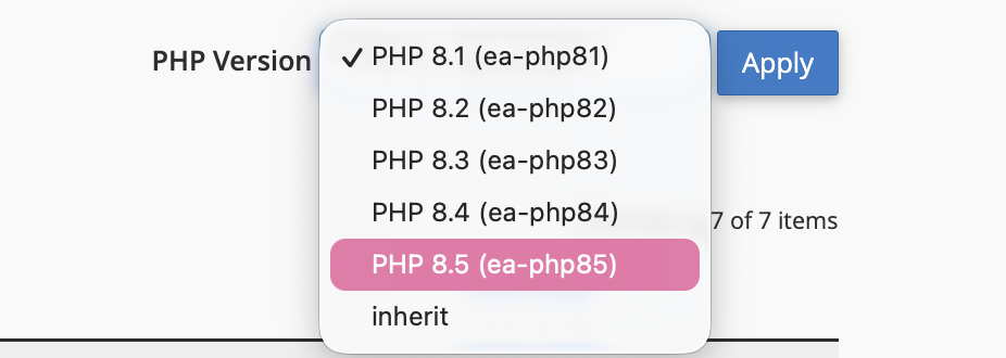 Change php version