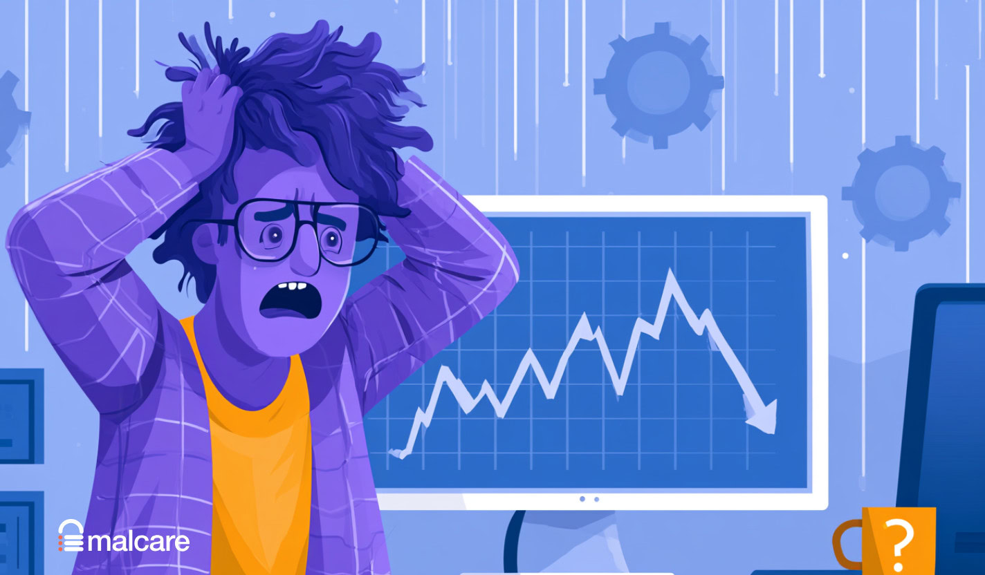 Illustration representing a sudden website traffic drop and diagnostic checks