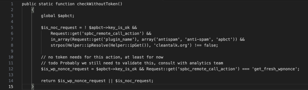 Vulnerable code 1