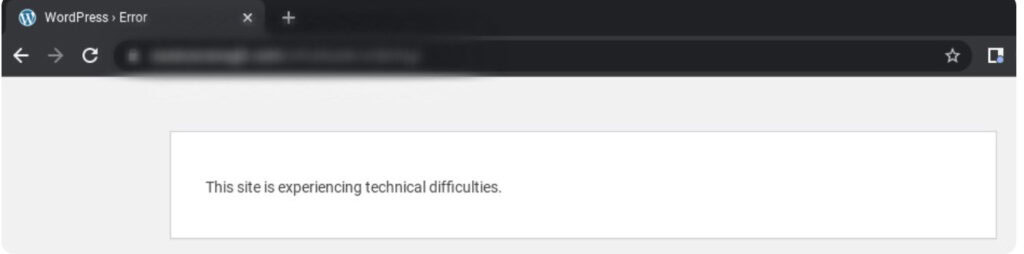 The site is experiencing technical difficulties error