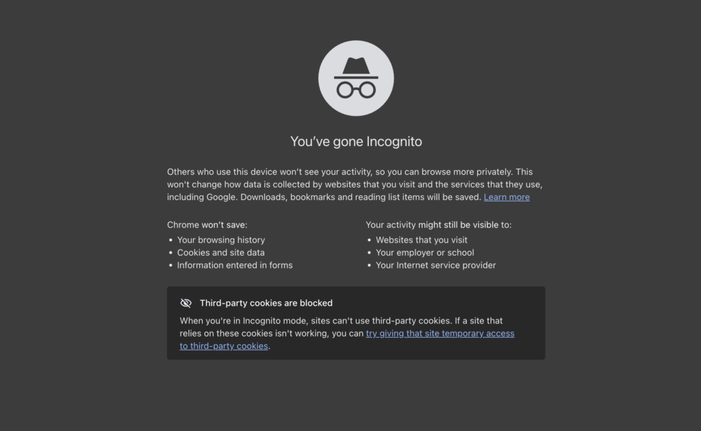 incognito mode