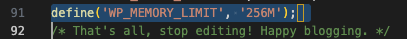 Increase php memory limit in wp-config.php file