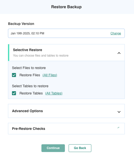 restore backup