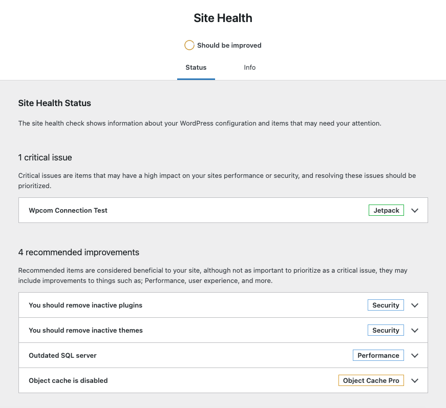 Site health check
