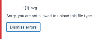 WordPress message saying the selected file type is not permitted for security reasons