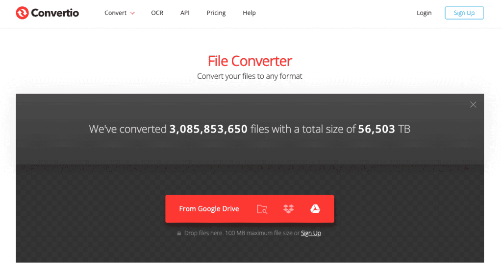 Online file format converter with source and output format controls