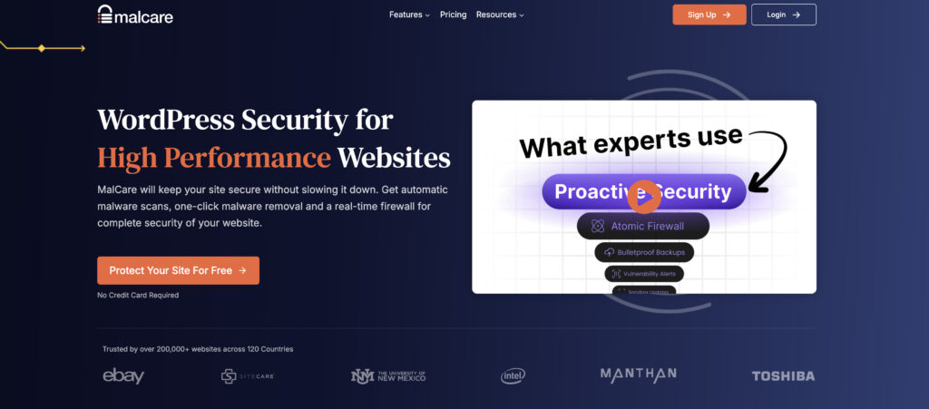 Malcare homepage