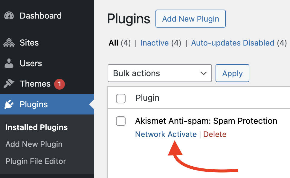 Network Activate in Network Admin → Plugins of WordPress Multisite