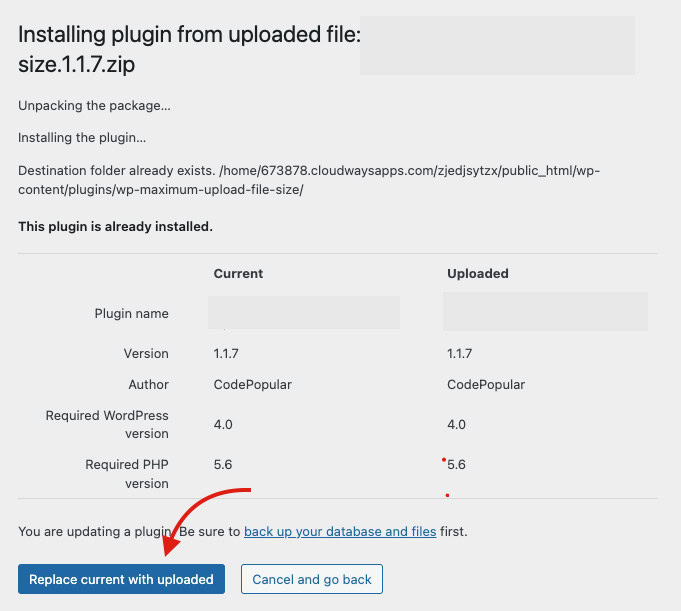 Replace current with uploaded option