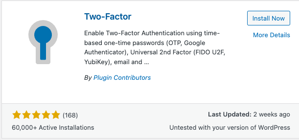 Two Factor plugin install