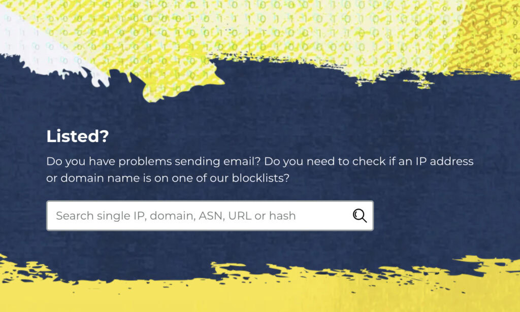 Spamhaus blocklist removal form for a listed IP address