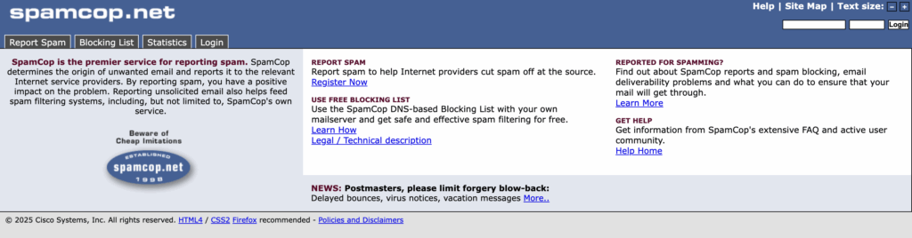 spamcop blacklist